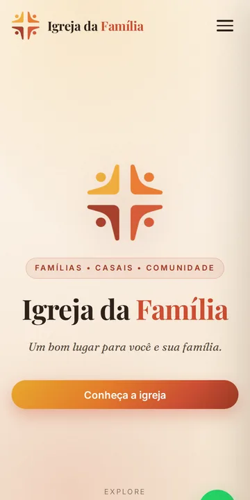Site da Igreja da Família no celular
